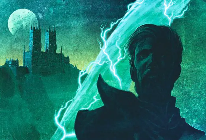 Section of Matt Griffin's cover for the Dune: The Duke of Caladan book, featuring Duke Leto Atreides in front of Castle Caladan.