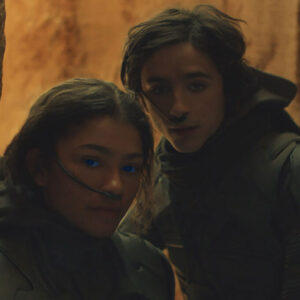 Chani (Zendaya) and Paul (Timothée Chalamet) in the 2021 'Dune' movie.