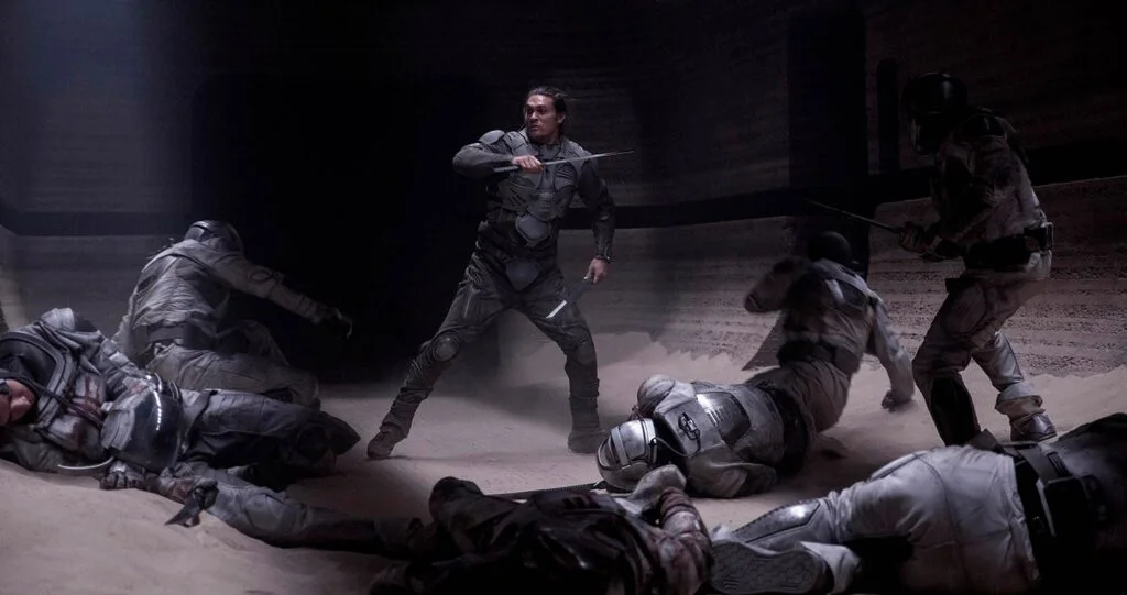 Duncan Idaho fighting Sardaukar soldiers in the Dune movie.
