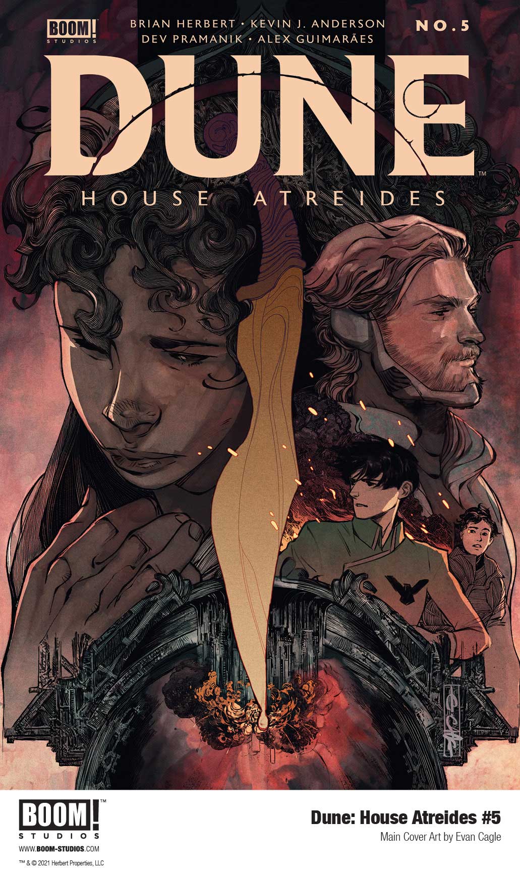 Dune: House Atreides comic series. Main cover of issue #5 by Evan Cagle.
