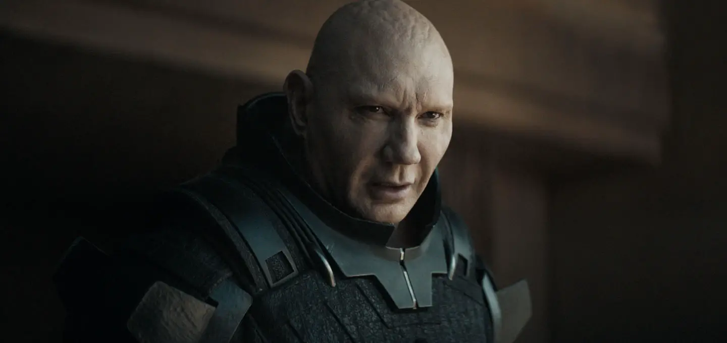 Glossu Rabban Harkonnen, played by Dave Bautista, in the Dune movie (2021).