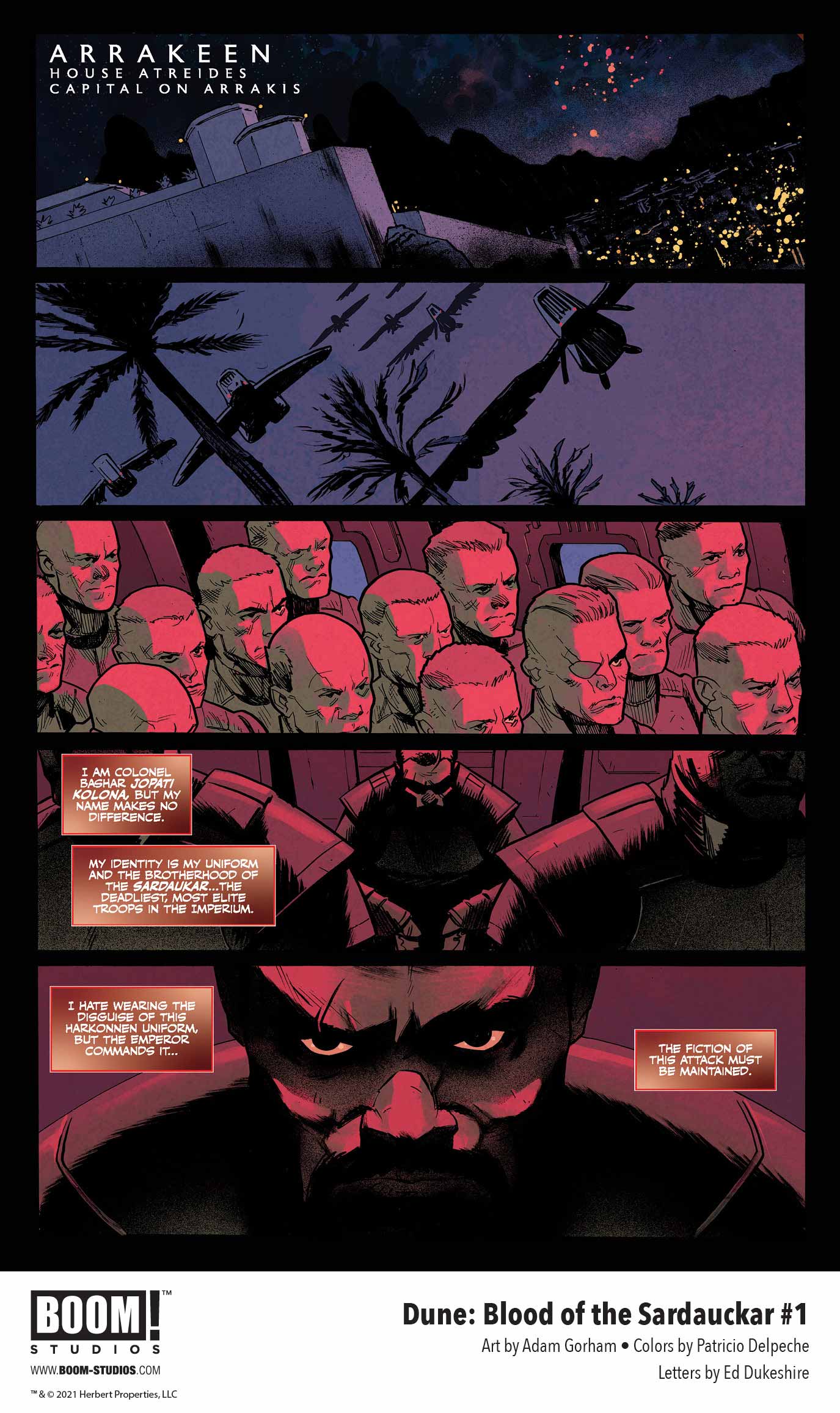 Dune: Blood of the Sardaukar comic book, preview page 2.