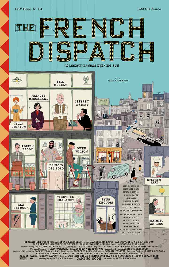 Poster for 'The French Dispatch'. If dates remain unchanged, this will be Timothée Chalamet's second movie premiering on October 22, 2021.