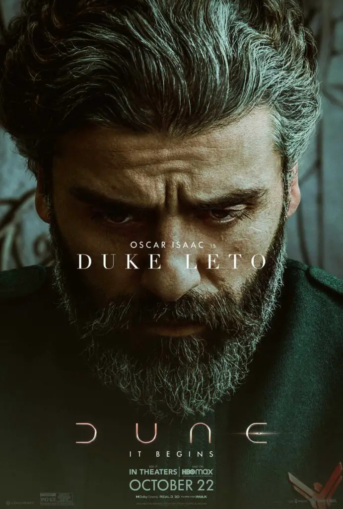 Dune movie character poster: Oscar Isaac is Duke Leto Atreides.