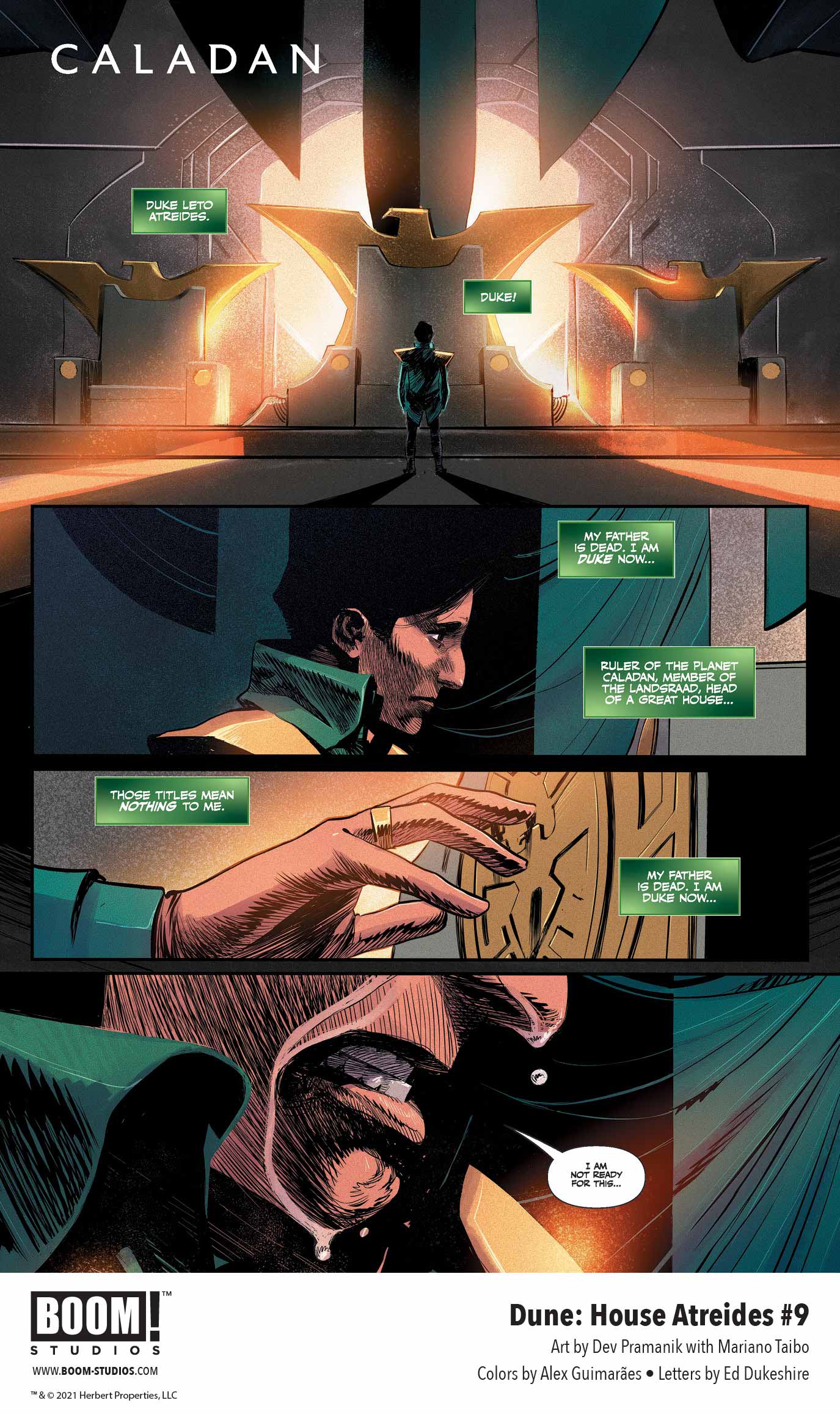 Dune: House Atreides comic series. Issue #9, preview page 1.