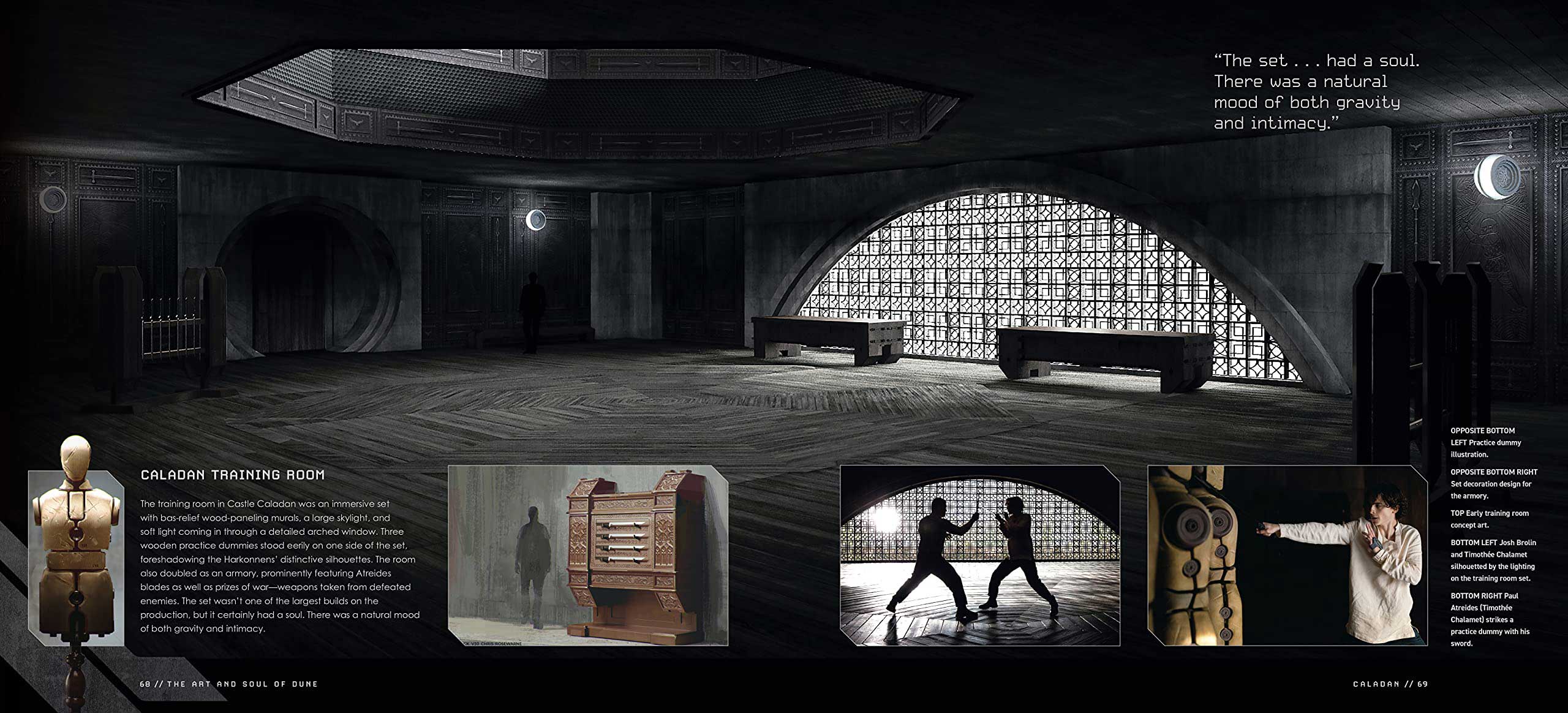 'The Art and Soul of Dune' pages 68 and 69, featuring the training room.