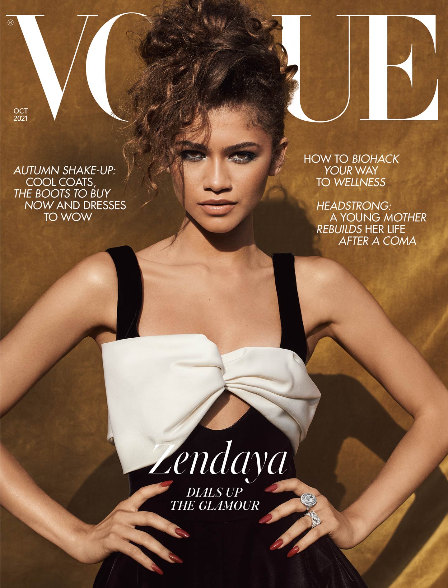 Cover for British Vogue's October 2021 issue, featuring Zendaya cover story.