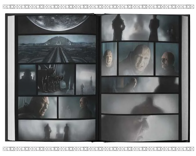 Preview pages from 'Dune: The Official Movie Graphic Novel', featuring the Harkonnens in an early scene from the film.