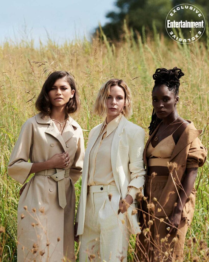 Female actors of Dune (2021): Zendaya, Rebecca Ferguson, and Sharon Duncan-Brewster.