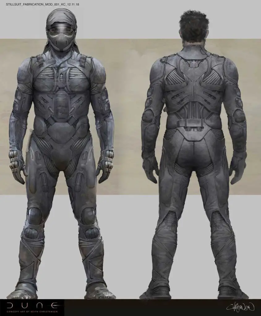 Keith Christensen's concept artwork for the Fremen stillsuits in Denis Villeneuve's Dune movie (2021).