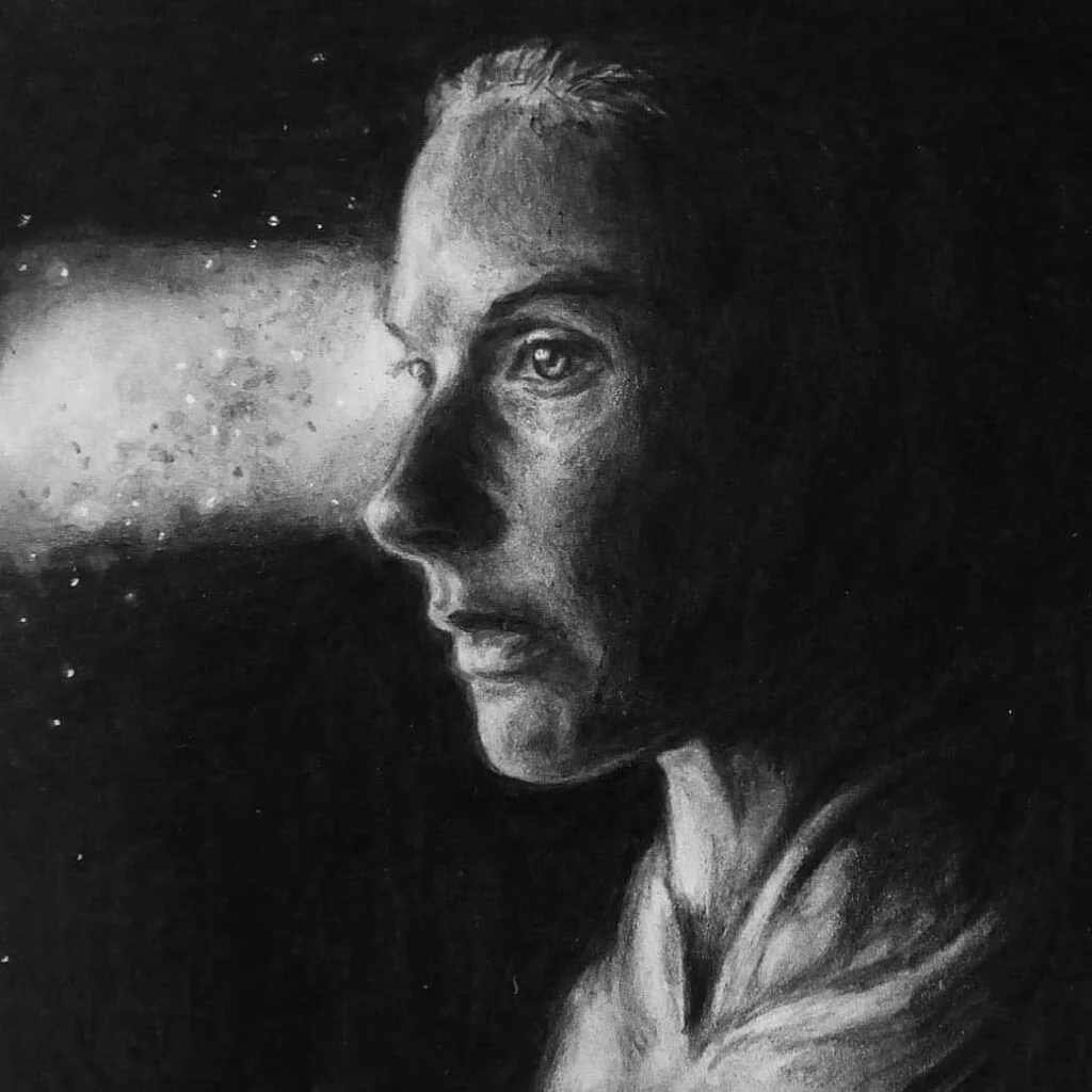 Oil pencil sketch of Lady Jessica (portrayed by Rebecca Ferguson in the Dune Movie), by Citlali Halfar.
