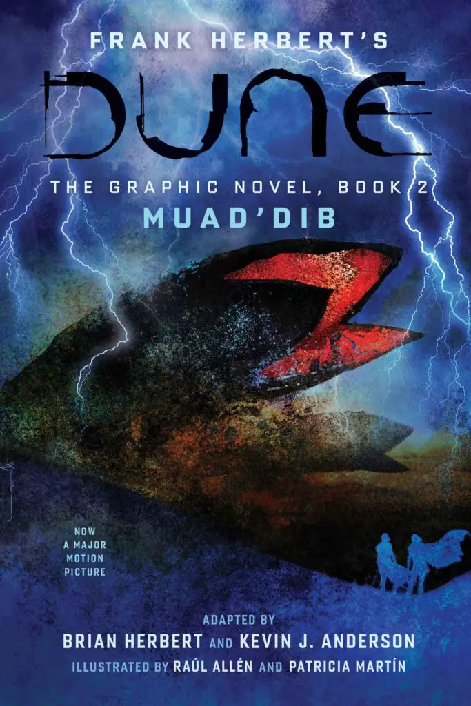 Bill Sienkiewicz's cover artwork for 'Dune: The Graphic Novel, Book 2: Muad’Dib', a faithful comic book adaptation of the original 'Dune' novel.