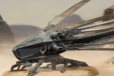 Photo of Dark Horse Direct's Dune: Royal Ornithopter Statue, a replica of the Atreides aircraft featured in Denis Villeneuve's Dune movie.
