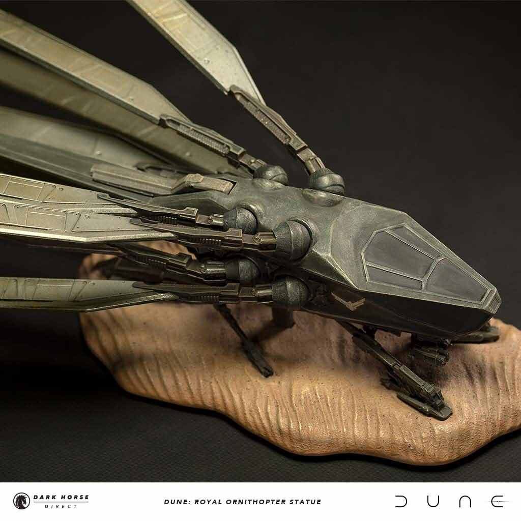 Top view photo of the Dune: Royal Ornithopter Statue, from Dark Horse Direct.