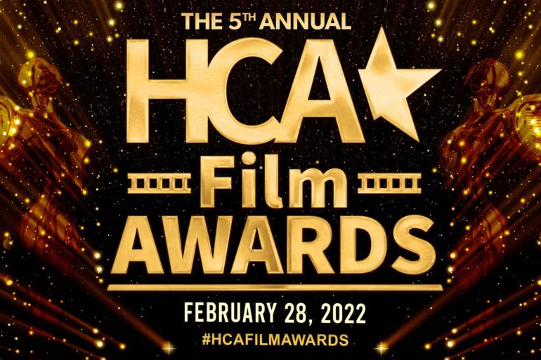 Banner for the Hollywood Critics Association fifth annual Film Awards event on February 28, 2022.