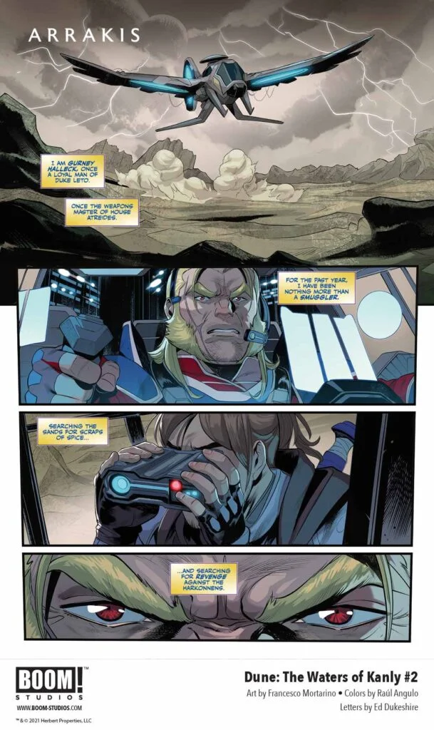 'Dune: The Waters of Kanly' comic book series: Issue #2, preview page 1.