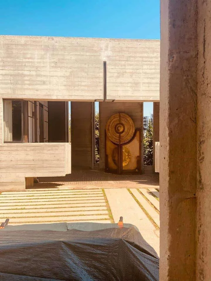Golden ornamentation on set of 'Dune: Part Two' at the Brion Tomb in Italy.