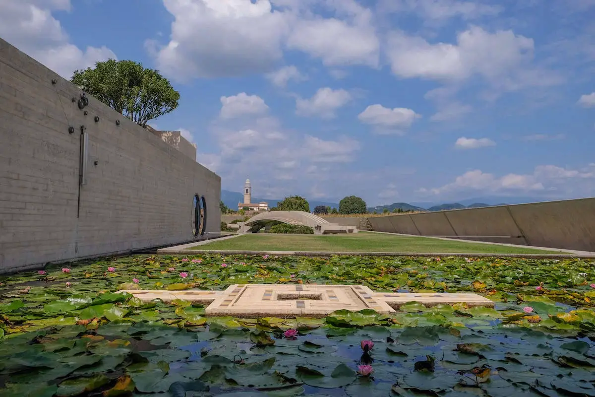 Zen garden at the Brion Tomb in Altivole, Italy.