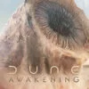 'Dune: Awakening', an open world survival MMO video game by Funcom. Key art featuring sandworm.
