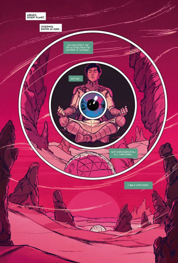 'Dune: The Graphic Novel, Book 2: Muad'dib', page 2, interior art by Raúl Allén and Patricia Martín.