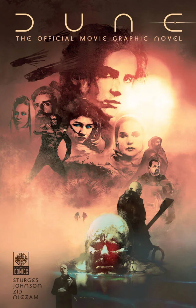Cover of 'Dune: The Official Movie Graphic Novel', comic book adaptation of the 2021 film, illustrated by Bill Sienkiewicz.