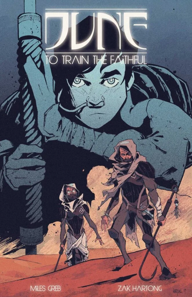 Cover of 'Dune, To Train the Faithful', a short comic book by Miles Greb and Zak Hartong. 