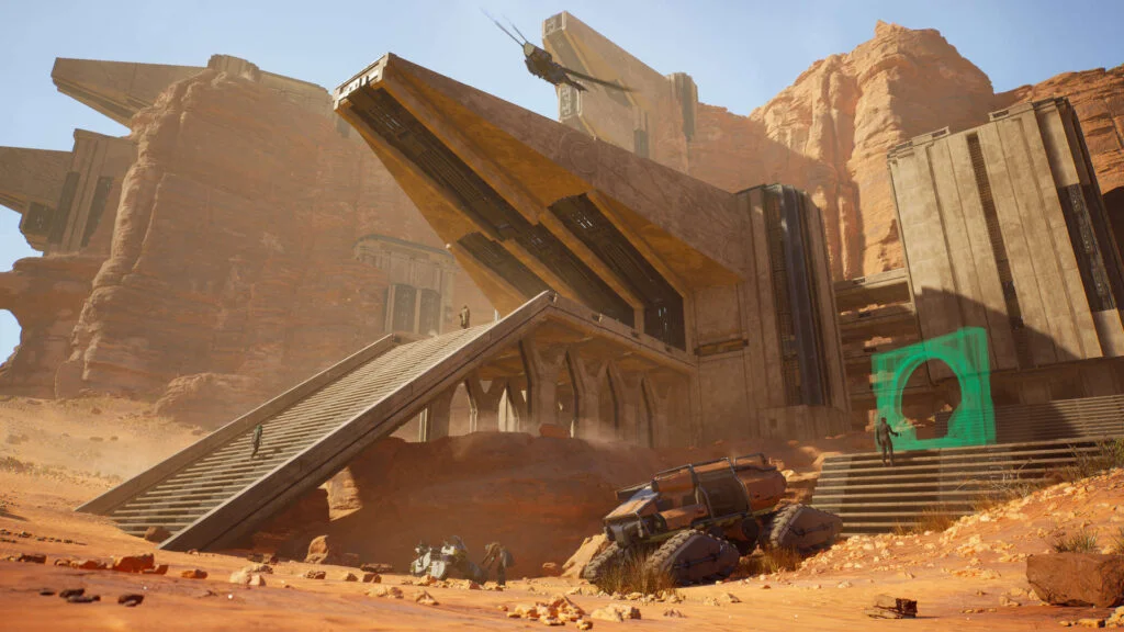 Screenshot featuring the base building feature in 'Dune: Awakening', Funcom's open world video game.