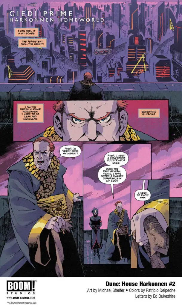 'Dune: House Harkonnen' comic book series: Issue #2, interior page 1.