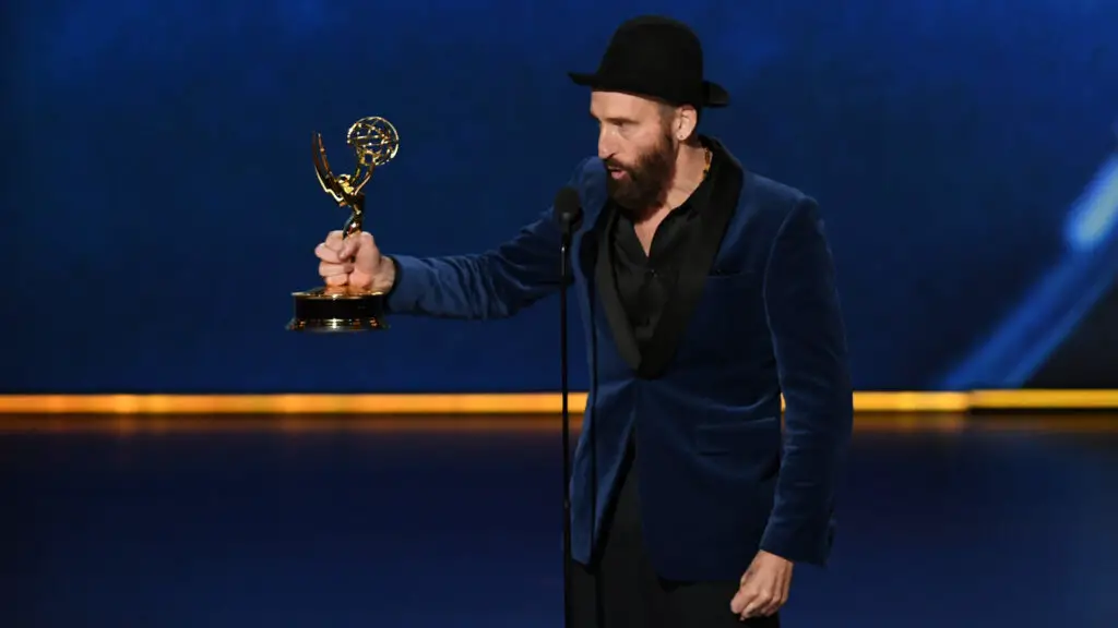 Johan Renck accepts an Emmy Award for 'Chernobyl' (2019).