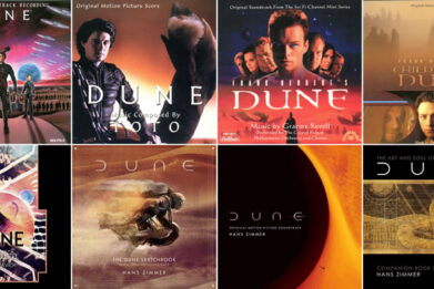 Eight 'Dune' movie and TV soundtracks, released in the past 40 years.