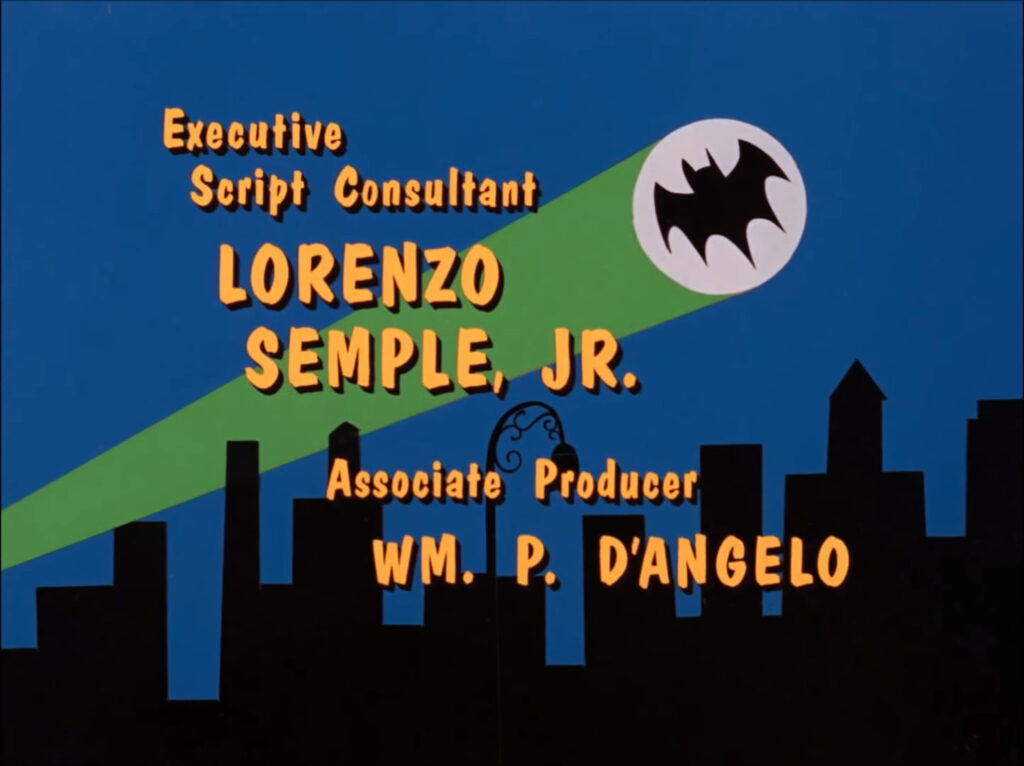 End credits from 1966's 'Batman' TV show, featuring Lorenzo Semple Jr. as Executive Script Consultant.