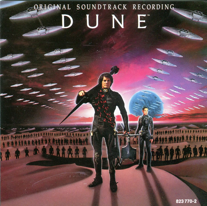 Album cover artwork for the Original Soundtrack Recording of 'Dune' (1984), with music composed by Toto.