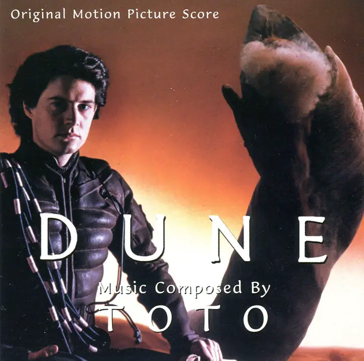 Album cover artwork for the Original Motion Picture Score of 'Dune' (1984), with music composed by Toto.