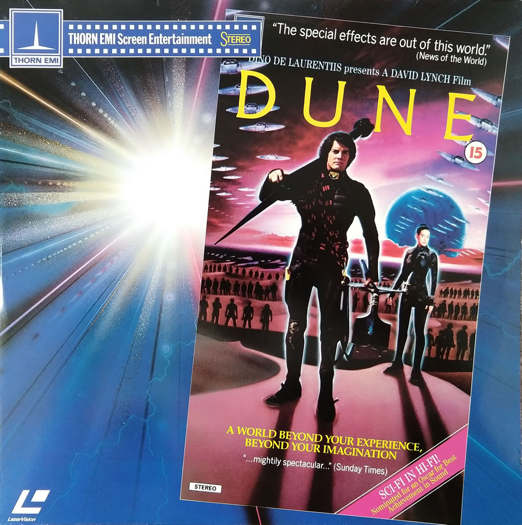 Front cover of David Lynch's 'Dune' movie LaserDisc release, U.K. edition from 1985.