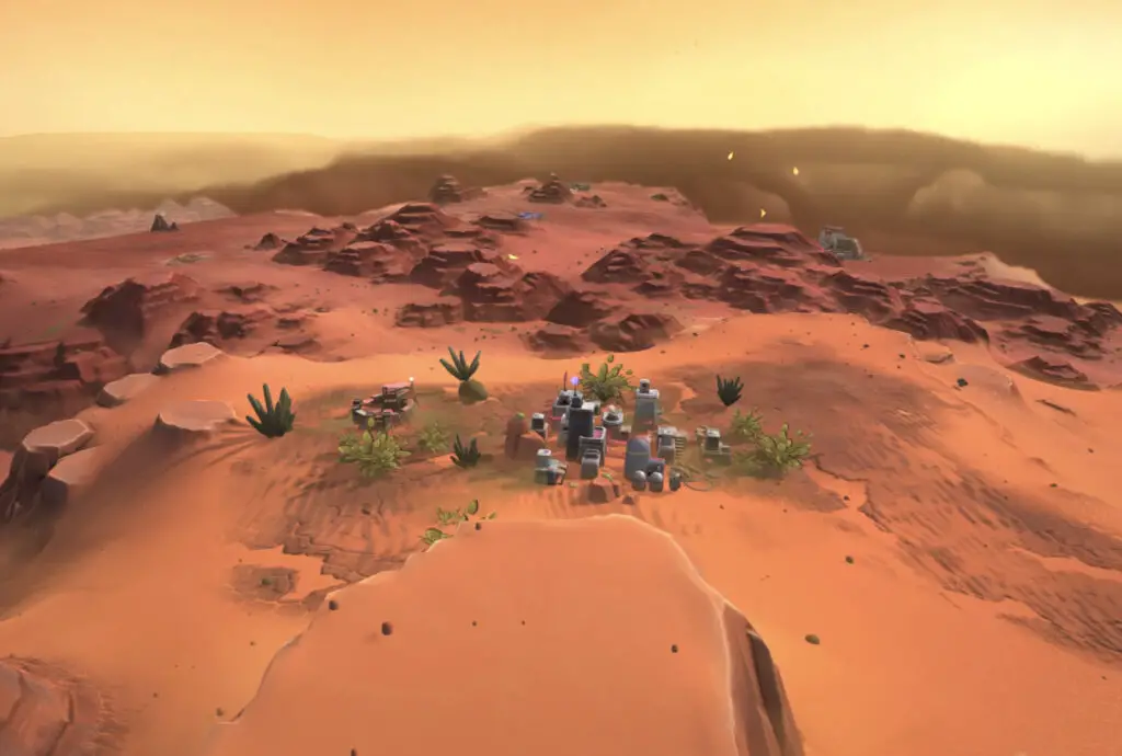 In-game screenshot of a Garden Resort, built by House Ecaz, in 'Dune: Spice Wars'.