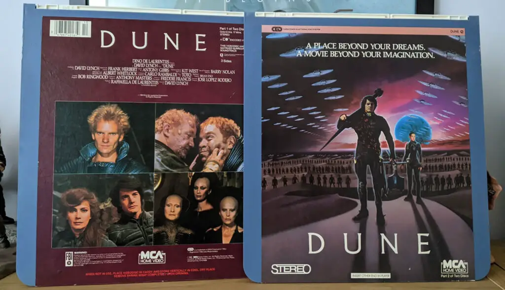 CED edition of David Lynch's Dune film released in the United States.