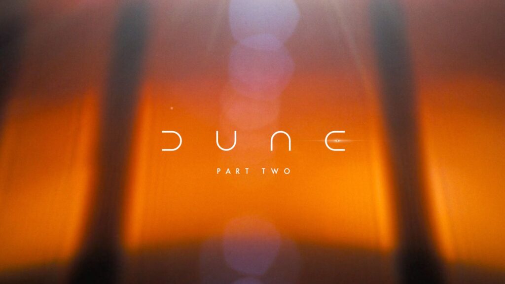 Logo for the 'Dune: Part Two' movie, premiering in March 2024.