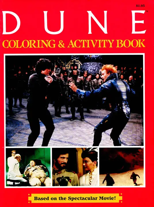 Cover of the Dune Coloring and Activity Book, based on David Lynch's 'Dune' movie (1984).