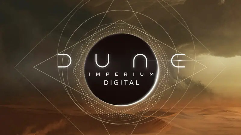 Logo of 'Dune: Imperium Digital', Dire Wolf's hybrid board and card game.