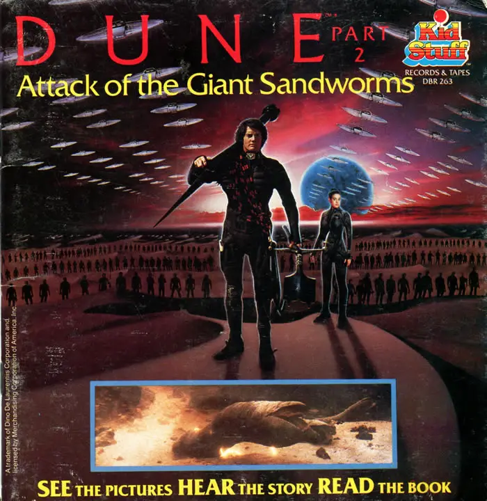 Cover of "Dune Part 2: Attack of the Giant Sandworms” talking storybook (1984).