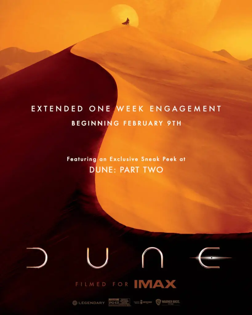 The 'Dune: Part One' movie returns to U.S. theaters for one week, starting February 9, 2024.