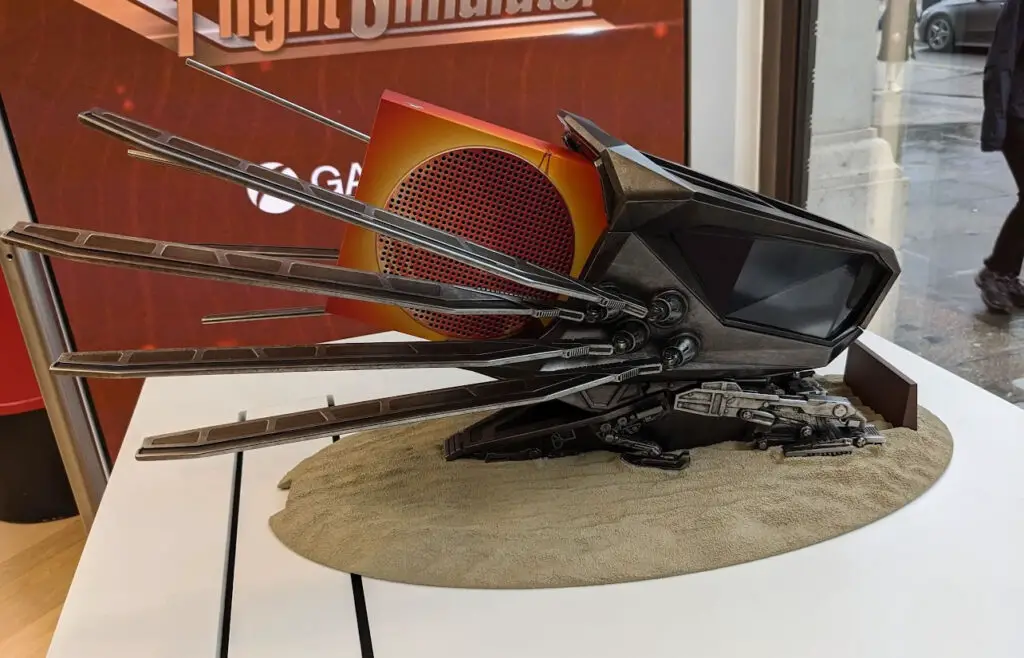 Photo of an exclusive ornithopter-shaped Xbox holder.