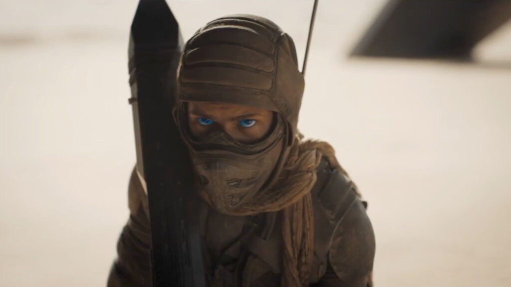 Chani, a Fremen warrior, prepares to fire a rocket launcher in the 'Dune: Part Two' movie (2024).