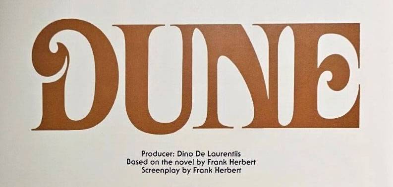 Header of Frank Herbert's original script for a 'Dune' movie, to be produced by Dino De Laurentiis.