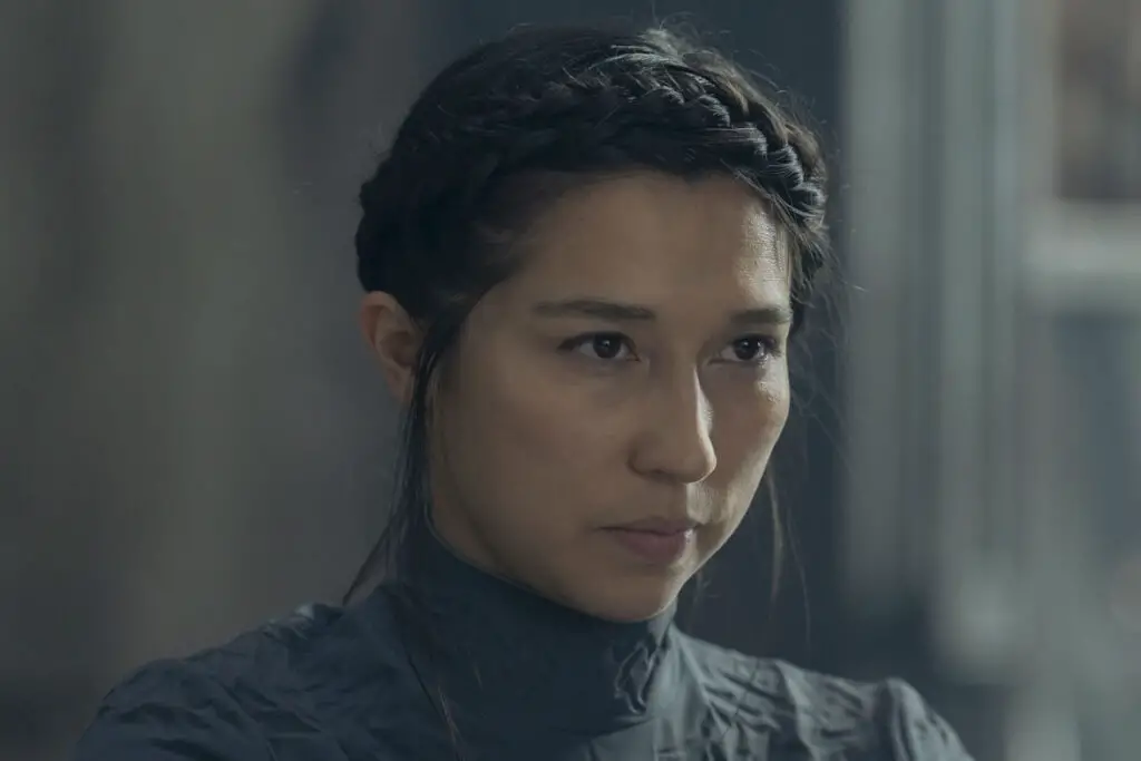 Close-up of Sister Emeline (Aoife Hinds) from 'Dune: Prophecy'.