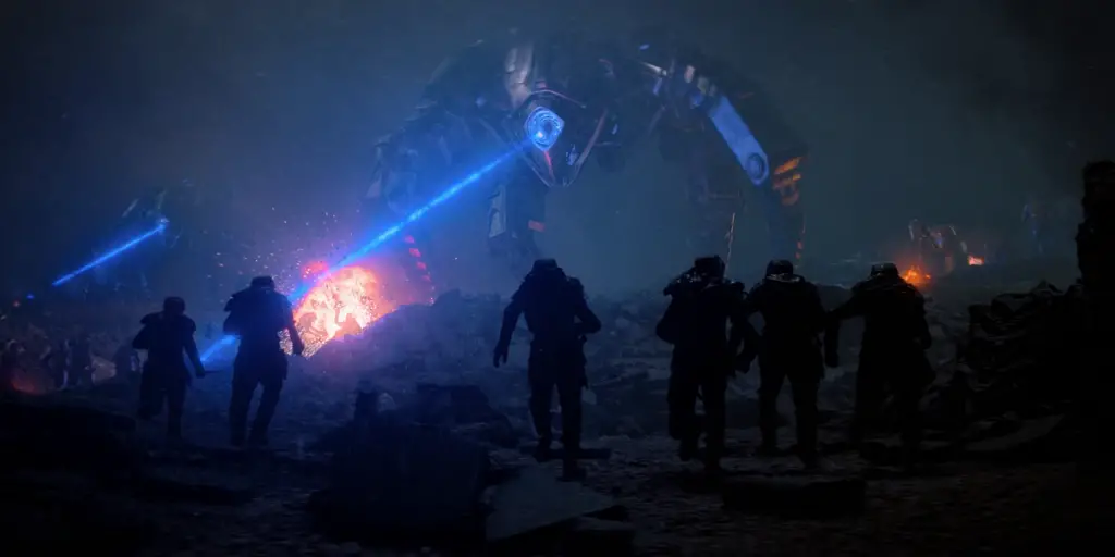 Shot of warfare against the machines in HBO's 'Dune: Prophecy' TV series.