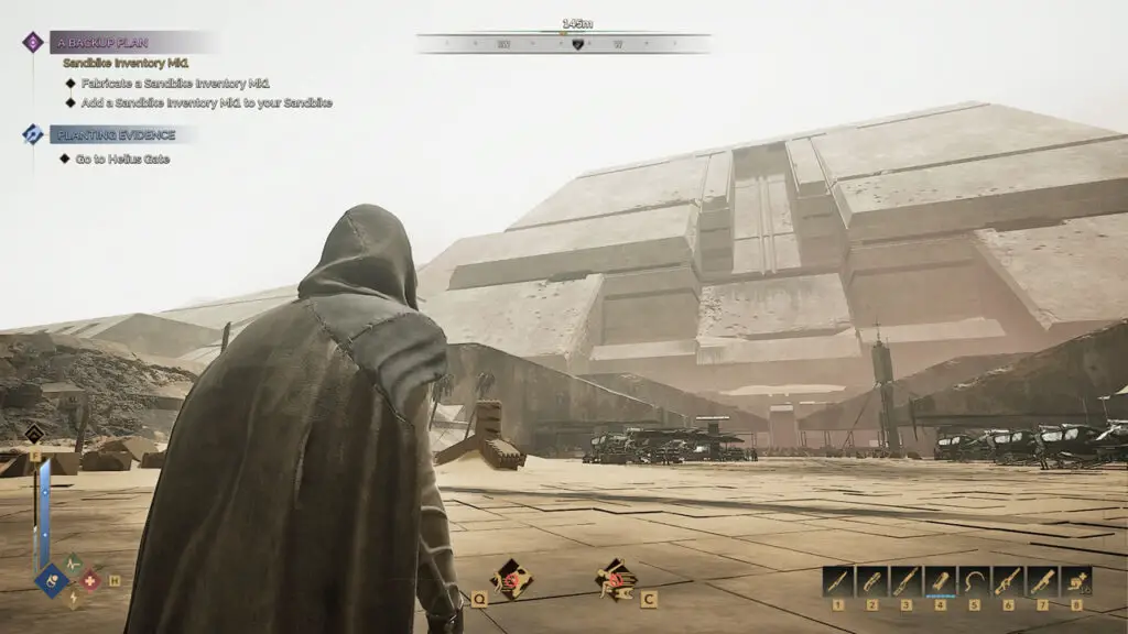 Player approaches a city in Funcom's 'Dune: Awakening', an open-world survival MMO game.