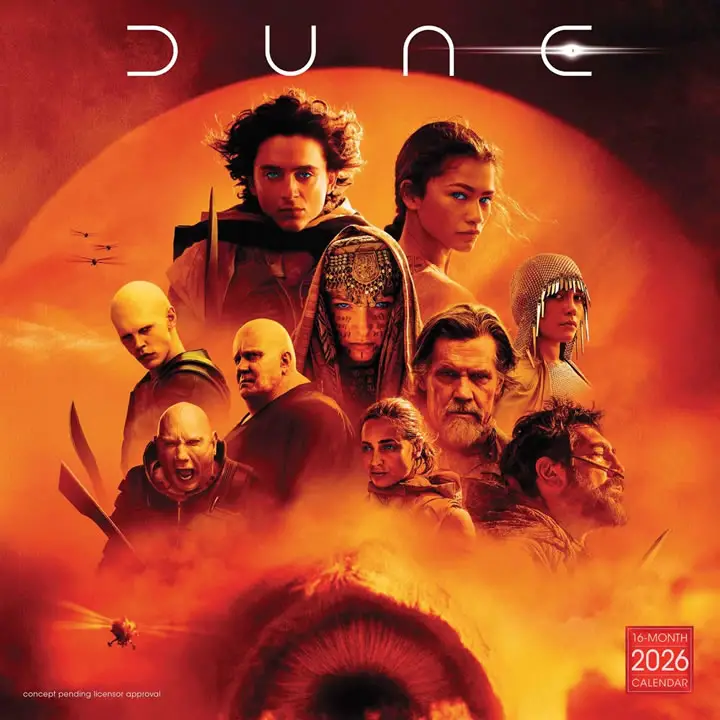 Front cover from the 'Dune: Part Two' 2026 wall calendar.