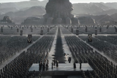 Harkonnen troops on Arrakis, in Denis Villeneuve's 'Dune: Part One' movie.