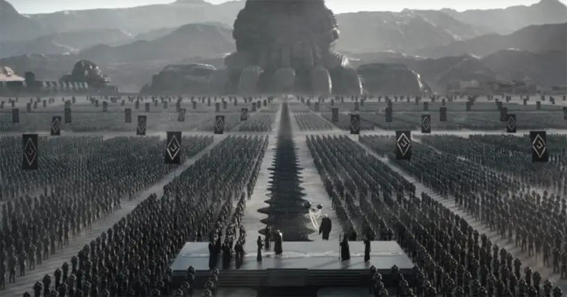 Harkonnen troops on Arrakis, in Denis Villeneuve's 'Dune: Part One' movie.